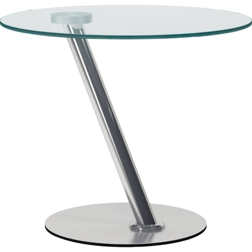 8643 Round Side Table in Tempered Glass & Stainless Steel